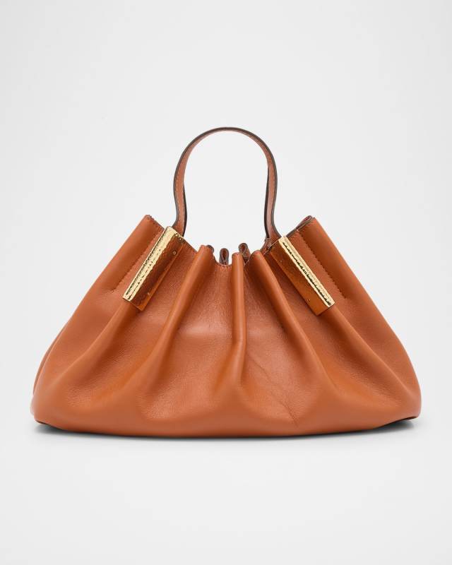 Isadora Mini Ruched Leather Tote Bag